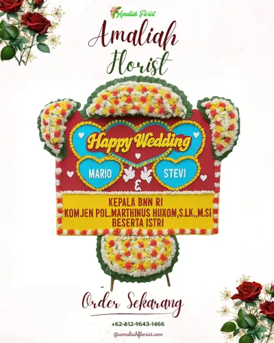 Karangan Papan Bunga Pernikahan di Gerendeng